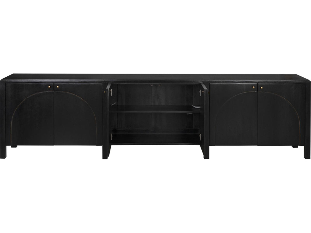 Weston 117-Inch Mahogany Sideboard Hand Rubbed Black with Light Brown Trim