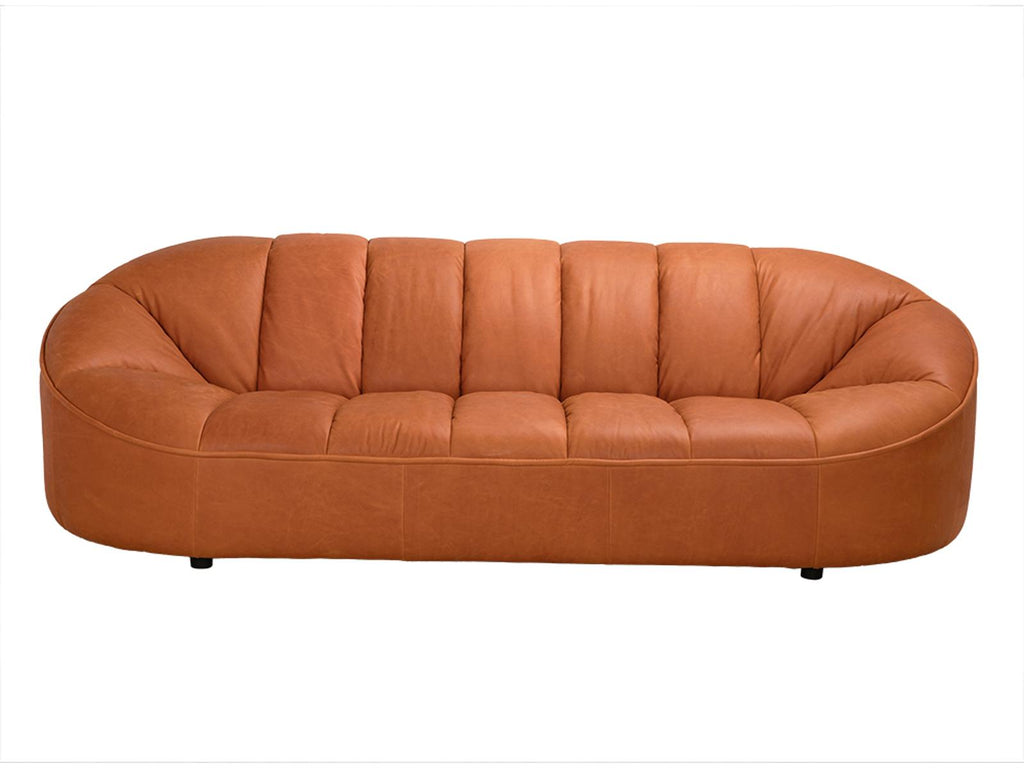 Amadeus 3-Seat Contemporary Leather Sofa in Roman Red