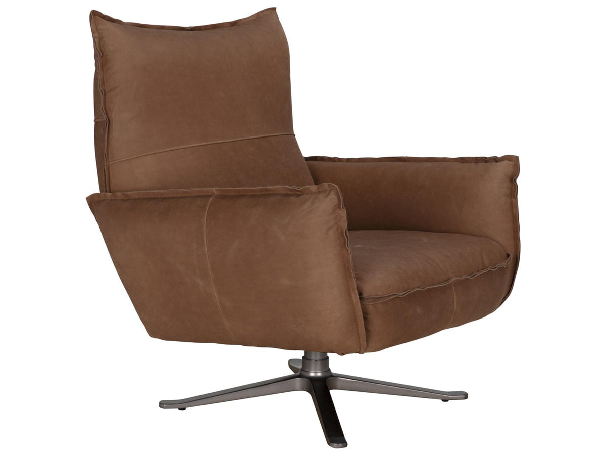 Lawrenceville Swivel Leather Accent Chair in Coris Brown