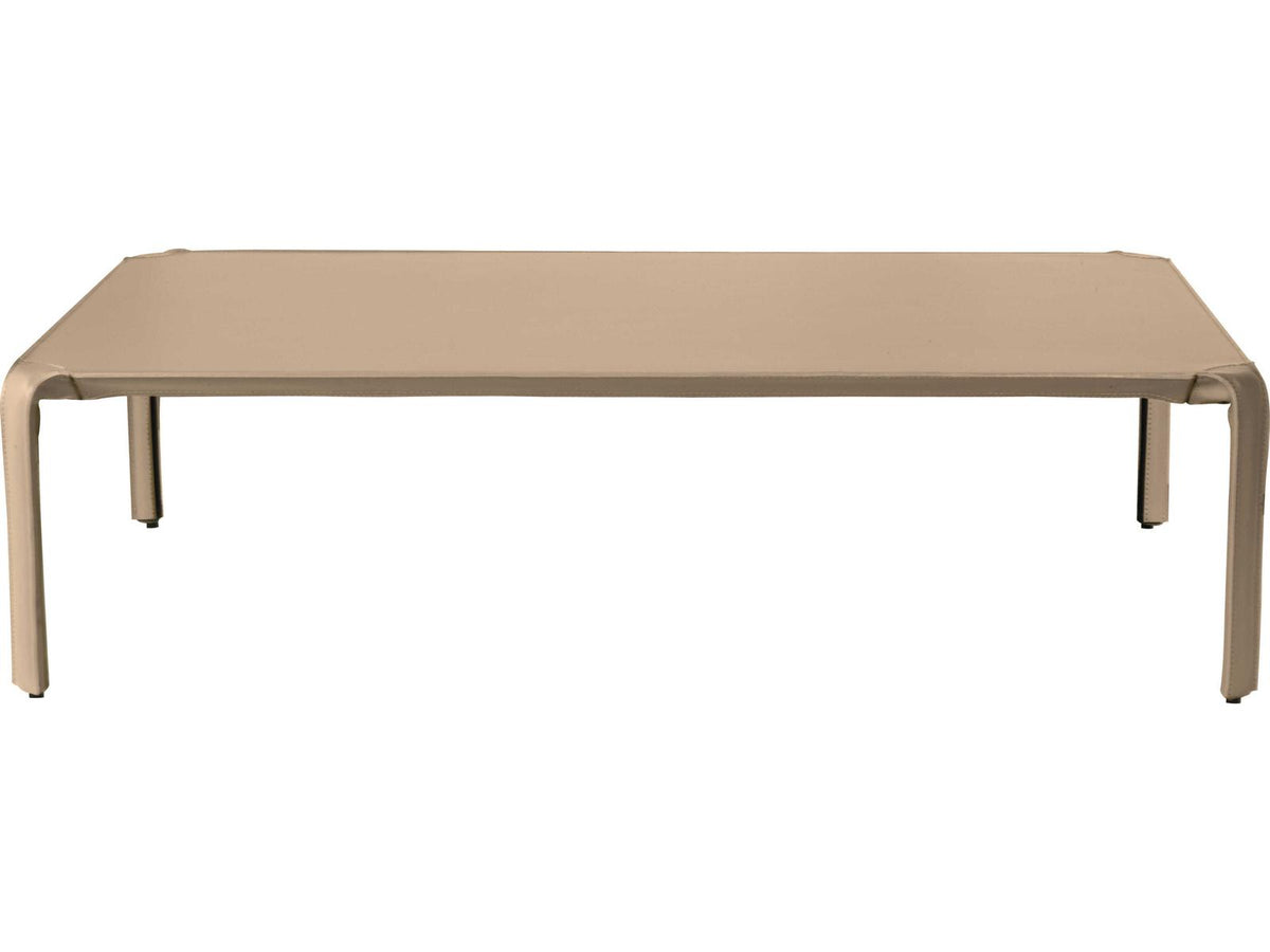 Libro Rectangular Leather Taupe Coffee Table