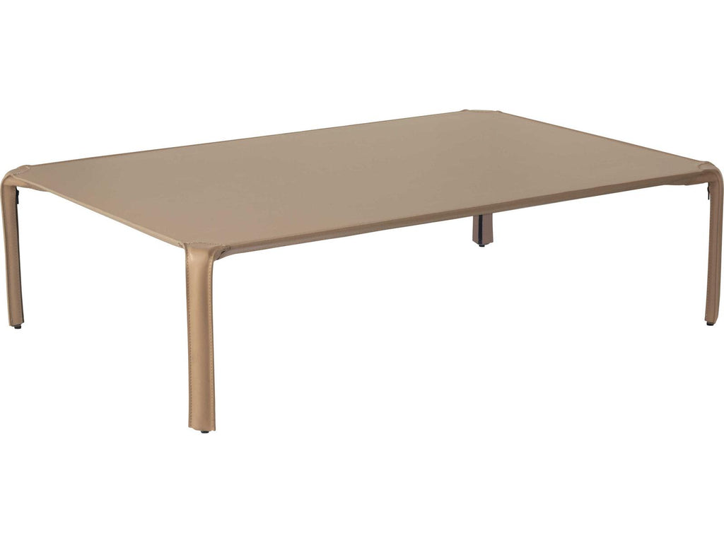 Libro Rectangular Leather Taupe Coffee Table