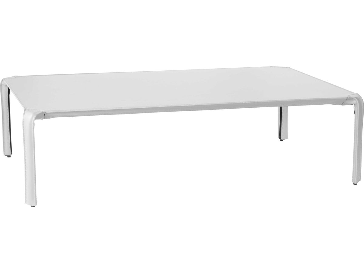 Libro Rectangular Leather White Coffee Table