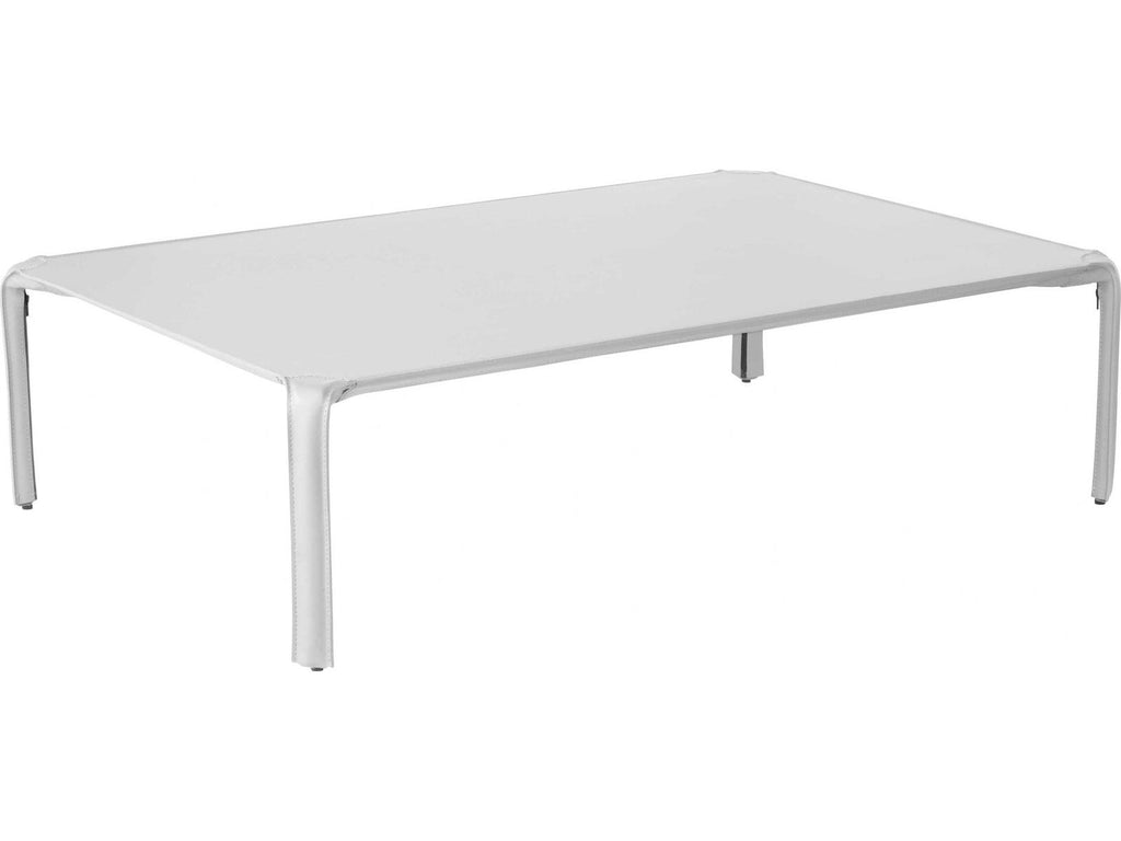 Libro Rectangular Leather White Coffee Table
