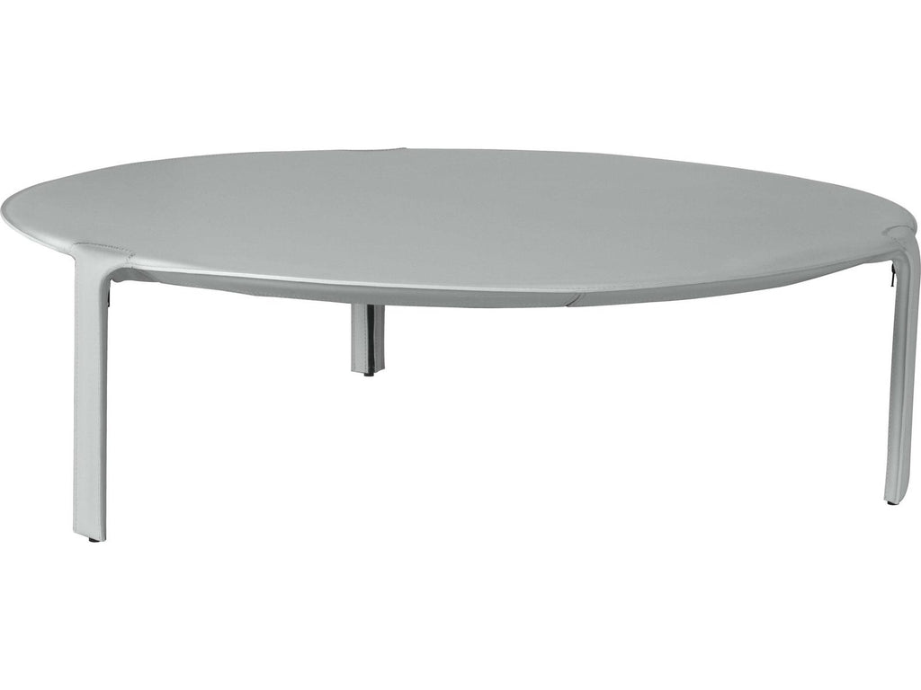 Libro Round Leather Light Grey Coffee Table