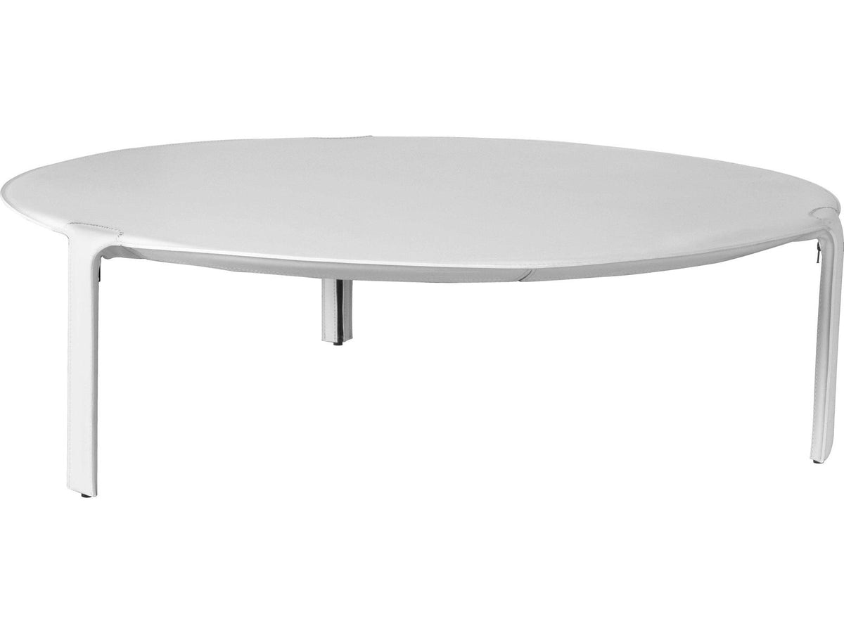Libro Round Leather White Coffee Table