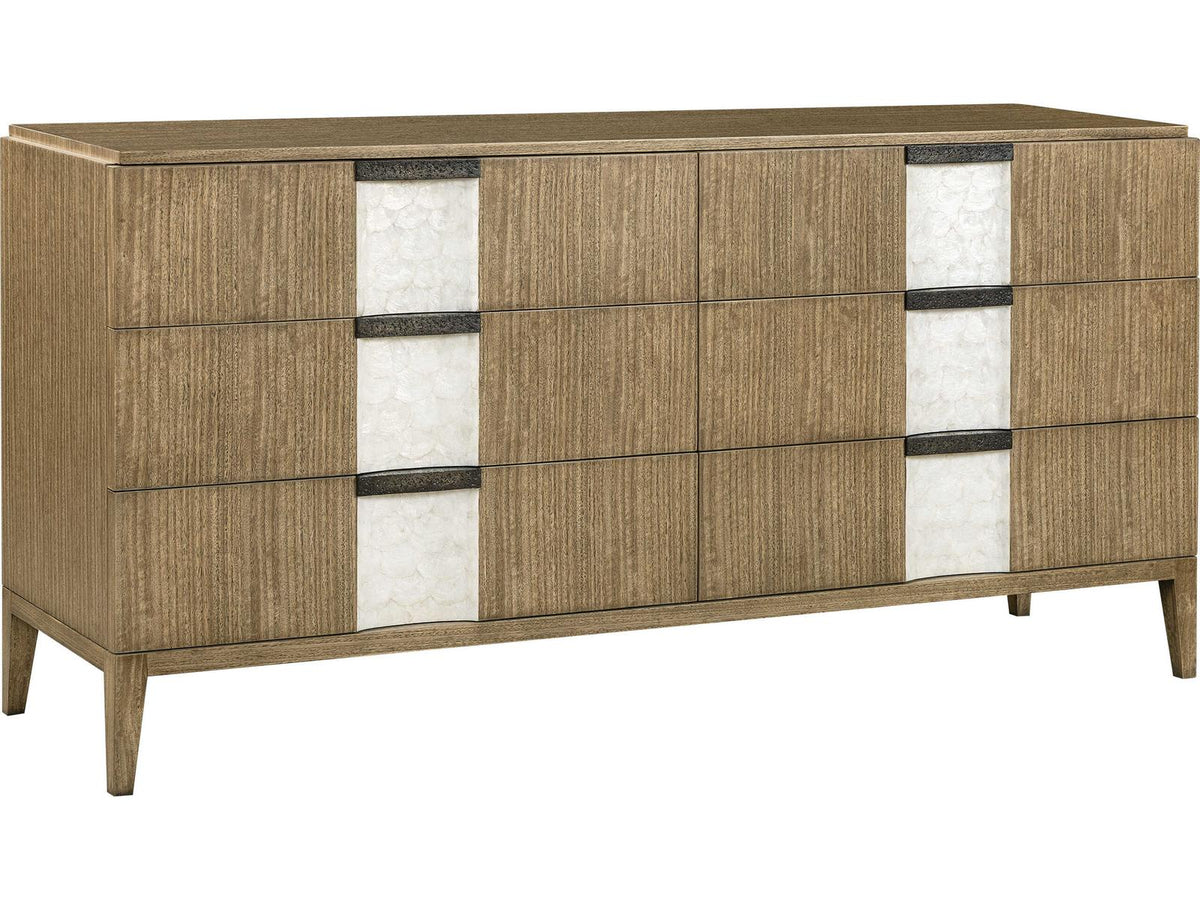 Aberdeen 6-Drawer Double Dresser in Tawny Brown with Capiz Shell Detail