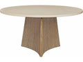 Sophisticated Round Pedestal Dining Table in Cerused Oak with Gold Accents