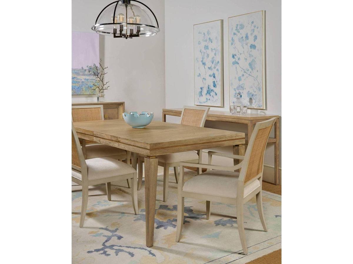 Rectangular Wood Bleach Dining Table with Extension Leaf