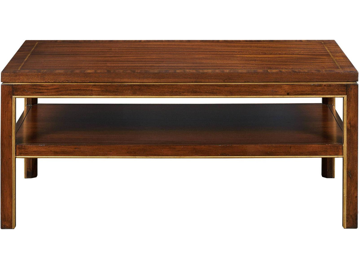 Rectangular Wood Mahogany Tiered Coffee Table