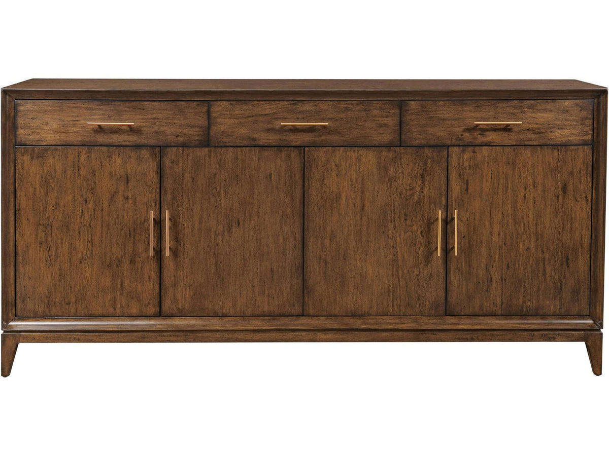 76-Inch Mocha Sideboard with Four Doors and Three Drawers