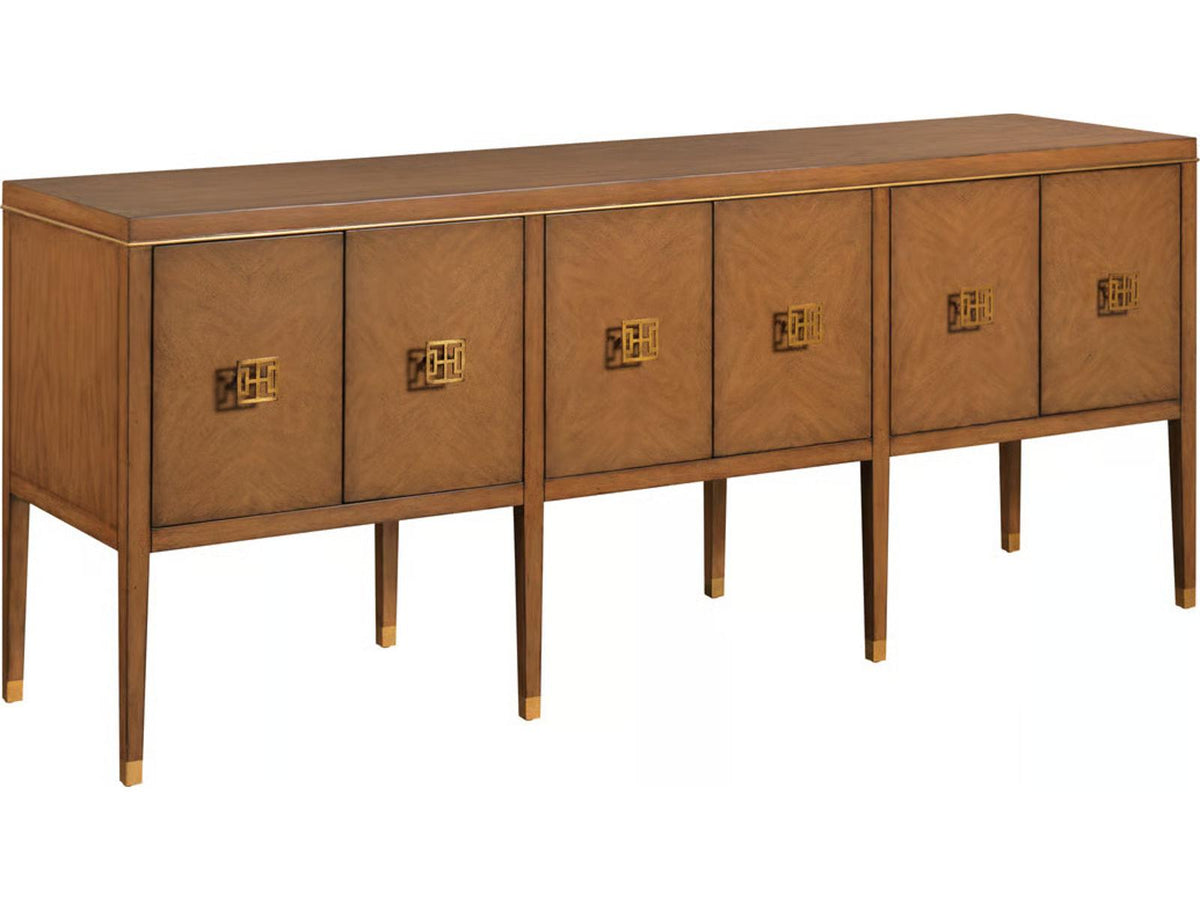 76-Inch Six Door Mahogany Wood Artisan Sideboard