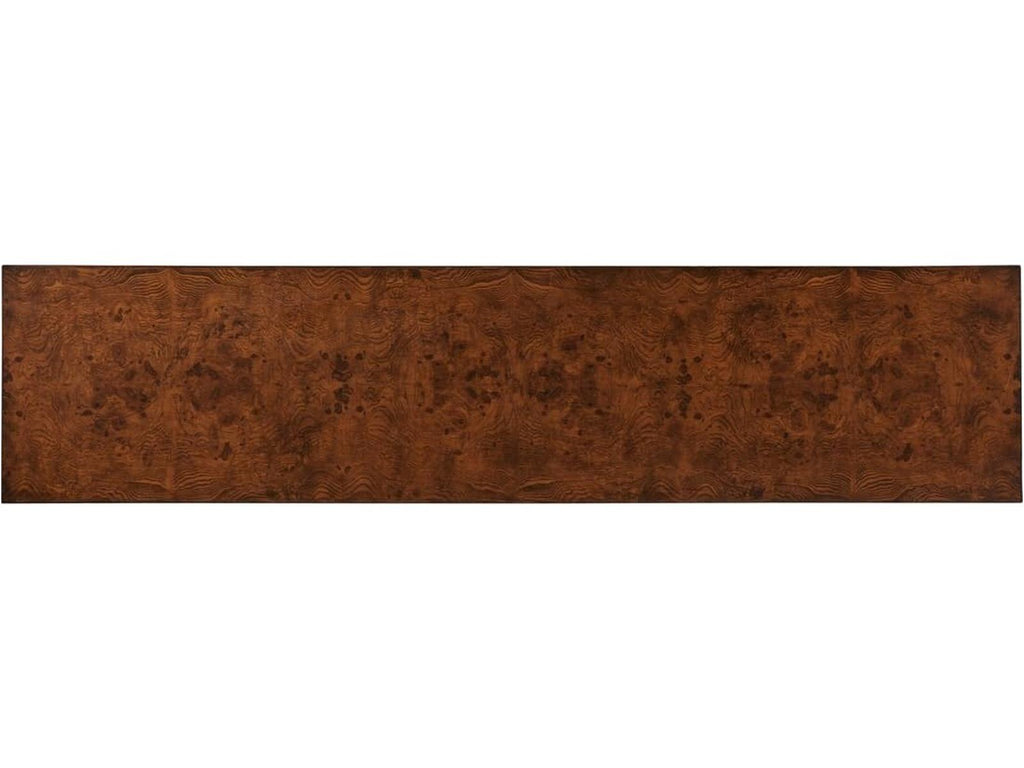 Modern Rectangular Ash Burl Mahogany Console Table with X Stretcher