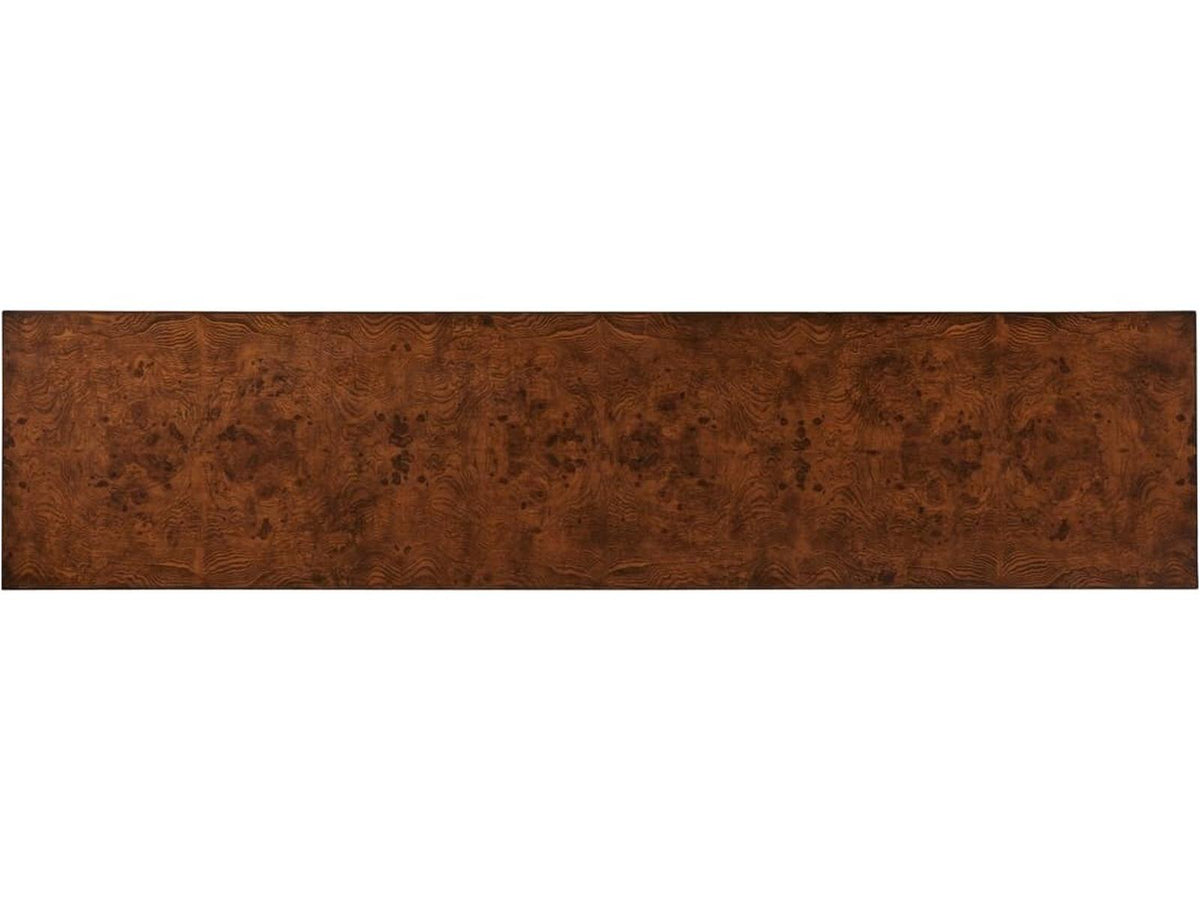 Modern Rectangular Ash Burl Mahogany Console Table with X Stretcher