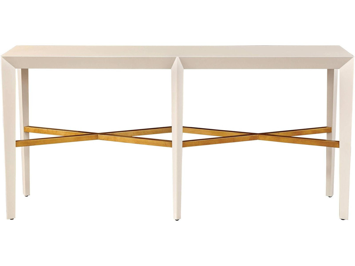 Console Table with X Stretcher in White Lacquer