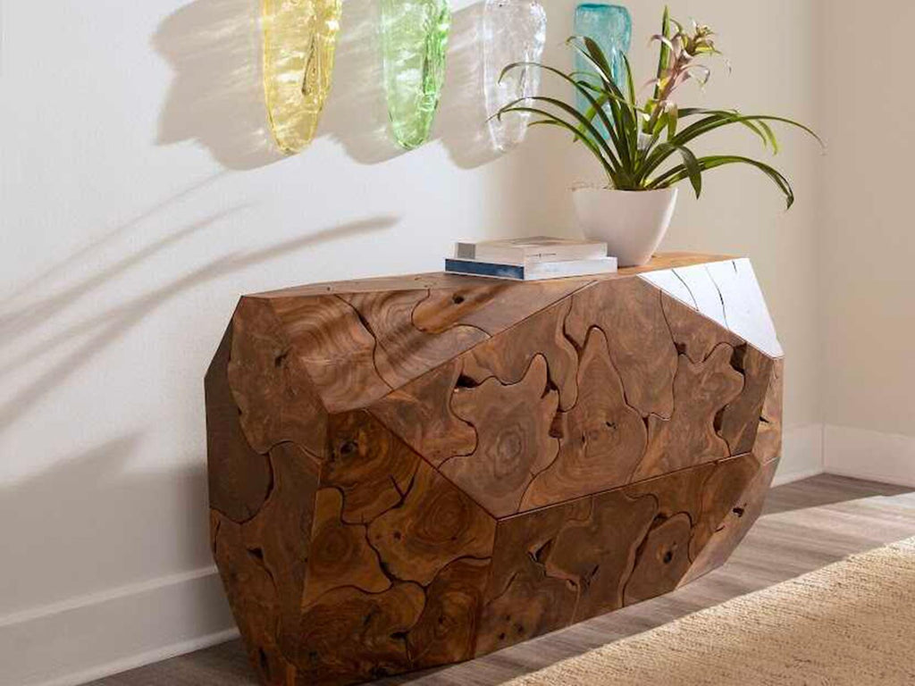 Prism 59 Inch Natural Teak Wood Console Table