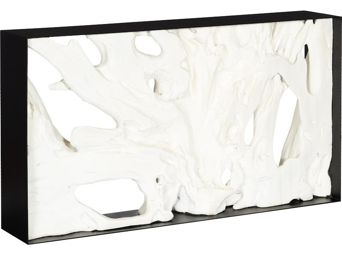 Cast Root Framed Faux Bleached Resin and Iron Console Table