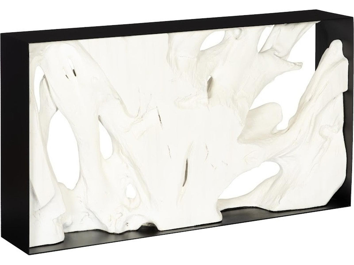 Cast Root Framed Faux Bleached Resin and Iron Console Table