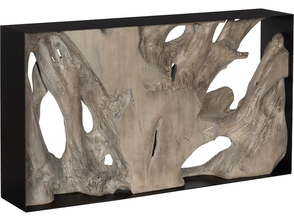 Cast Root Framed Console Table in Faux Gray Finish
