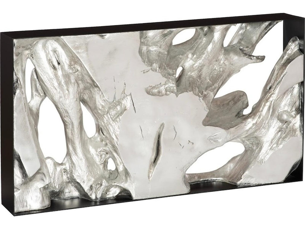 Cast Root Metal Framed Console Table in Silver Leaf