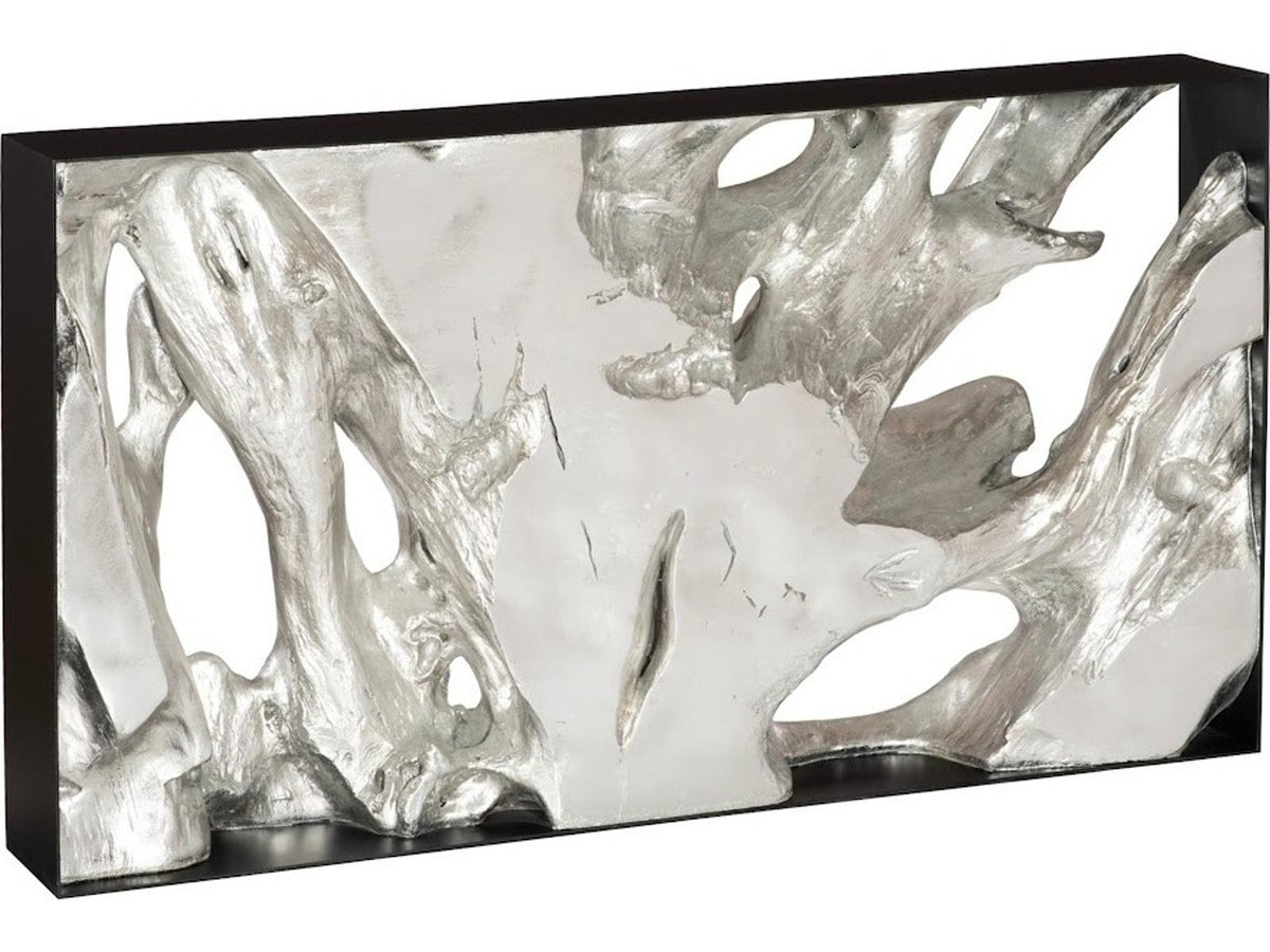 Cast Root Metal Framed Console Table in Silver Leaf