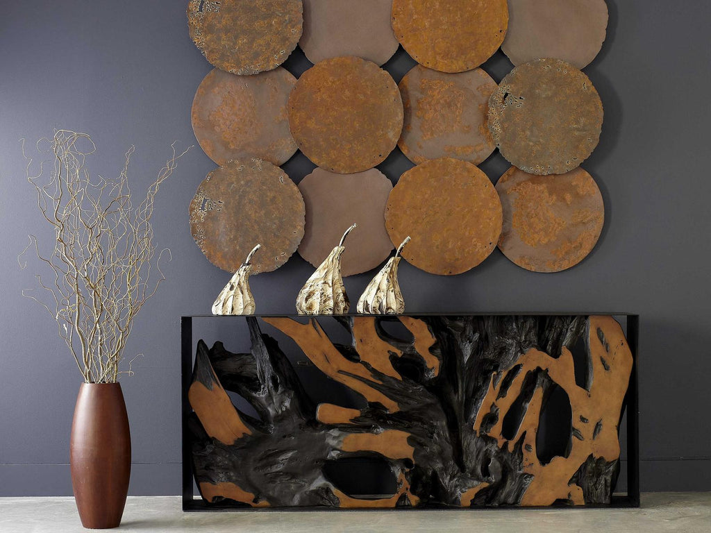 Cast Naturals Rectangular Metal Black Brown Console Table