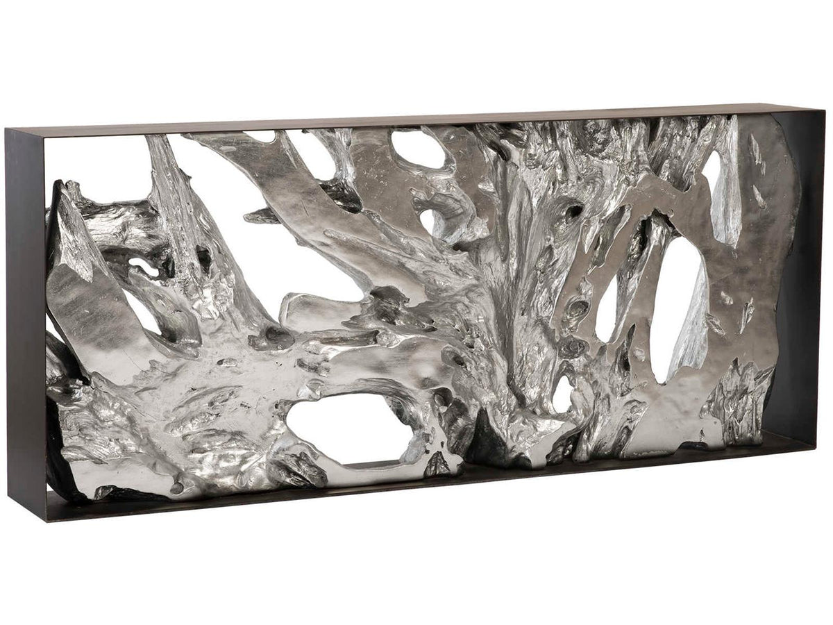 Cast Naturals Rectangular Metal Black Silver Console Table