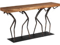 Atlas Rectangle Console Table Natural Chamcha Wood and Black Metal