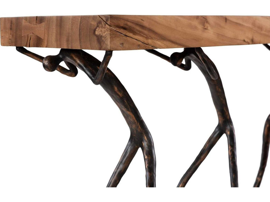 Atlas Rectangle Console Table Natural Chamcha Wood and Black Metal