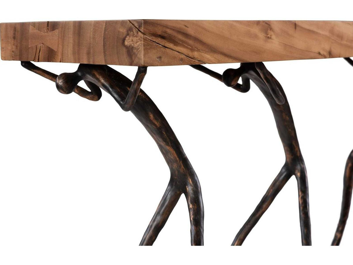 Atlas Rectangle Console Table Natural Chamcha Wood and Black Metal
