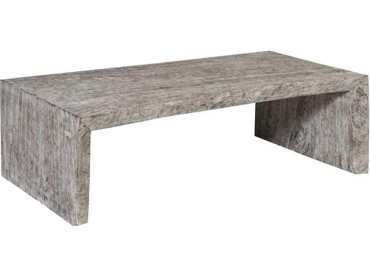 Waterfall Rectangular Coffee Table in Gray Stone Finish