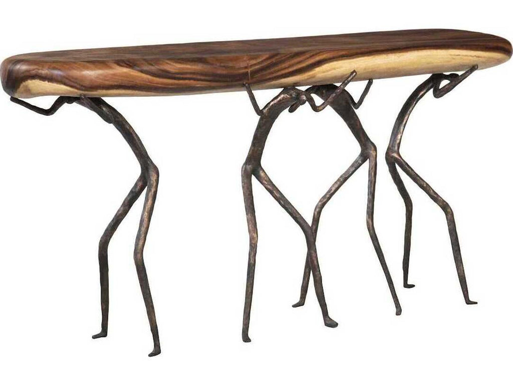 Atlas Console Table Chamcha Wood and Metal Natural Finish