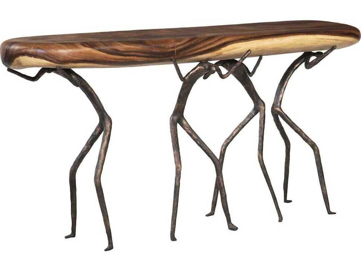 Atlas Console Table Chamcha Wood and Metal Natural Finish