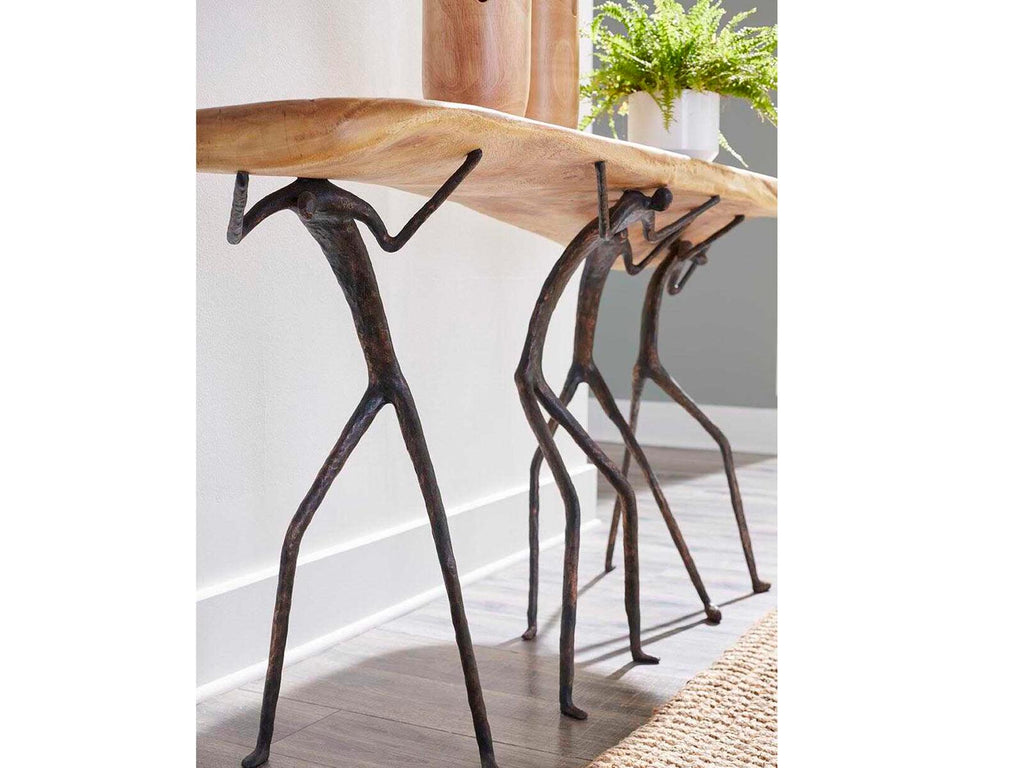 Atlas Console Table Chamcha Wood and Metal Natural Finish