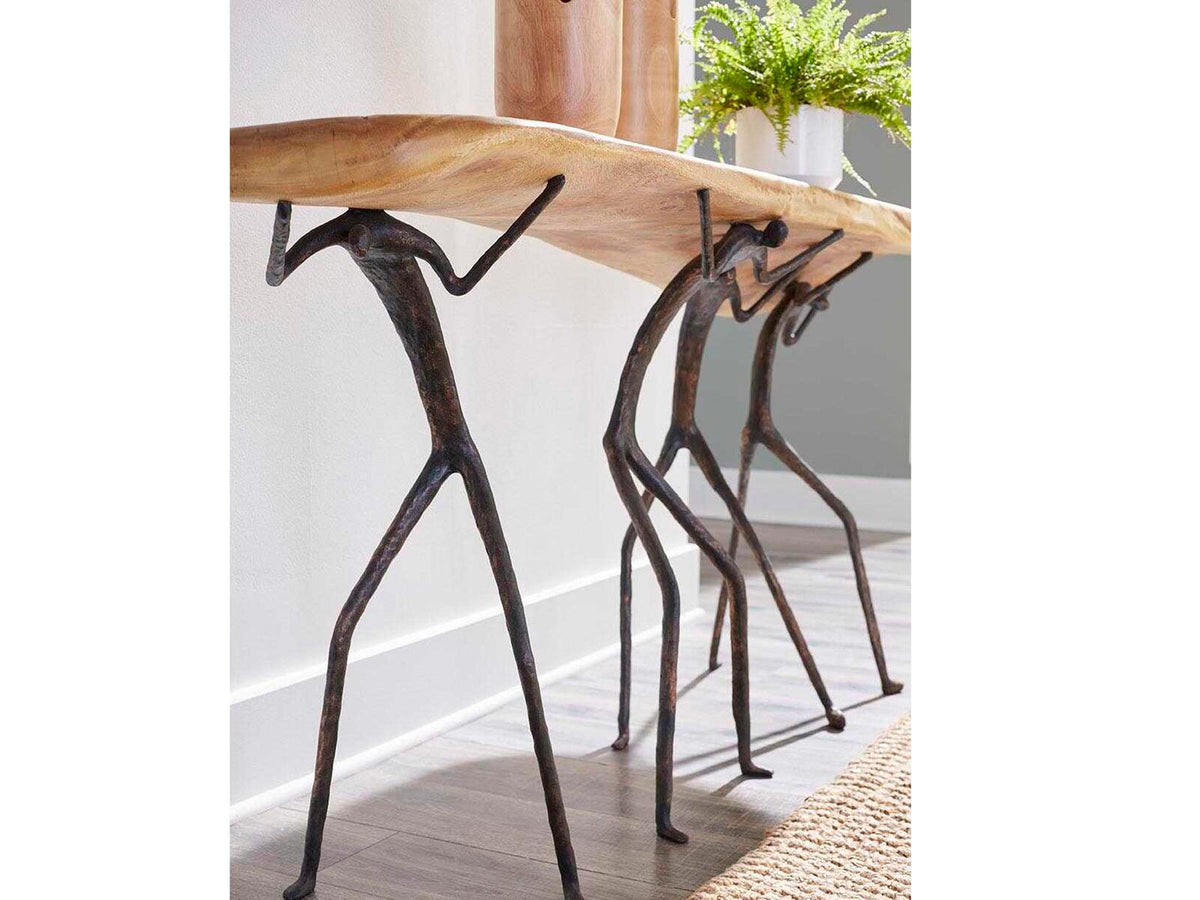 Atlas Console Table Chamcha Wood and Metal Natural Finish