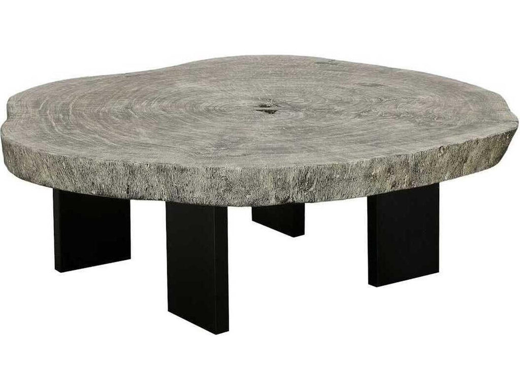 Floating Chamcha Wood Coffee Table in Gray Stone and Black