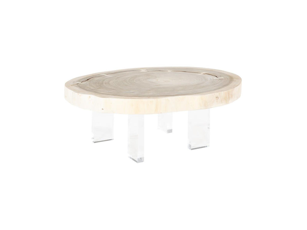 Floating Chamcha Wood Coffee Table with Acrylic Legs Bleached Finish