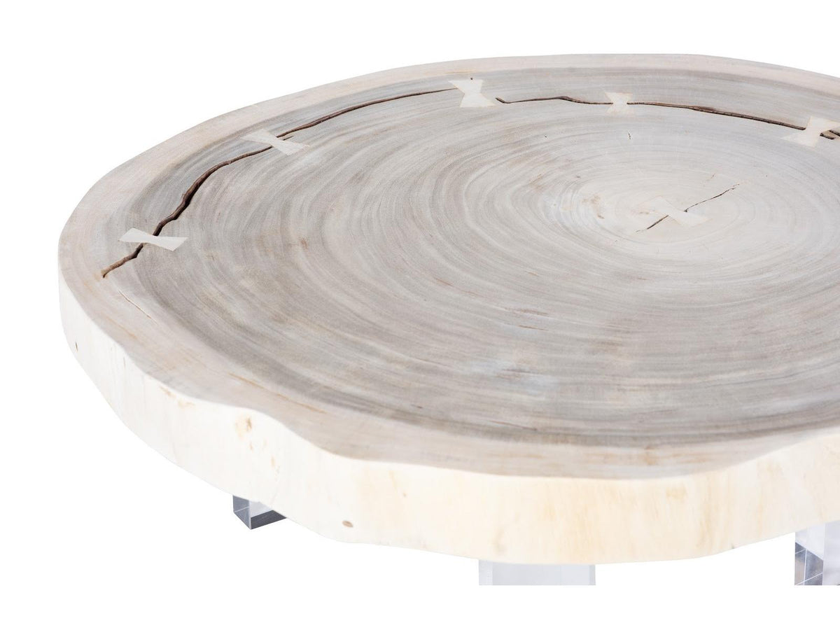 Floating Chamcha Wood Coffee Table with Acrylic Legs Bleached Finish