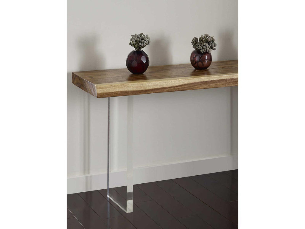 Floating Chamcha Wood Console Table with Acrylic Legs in Natural