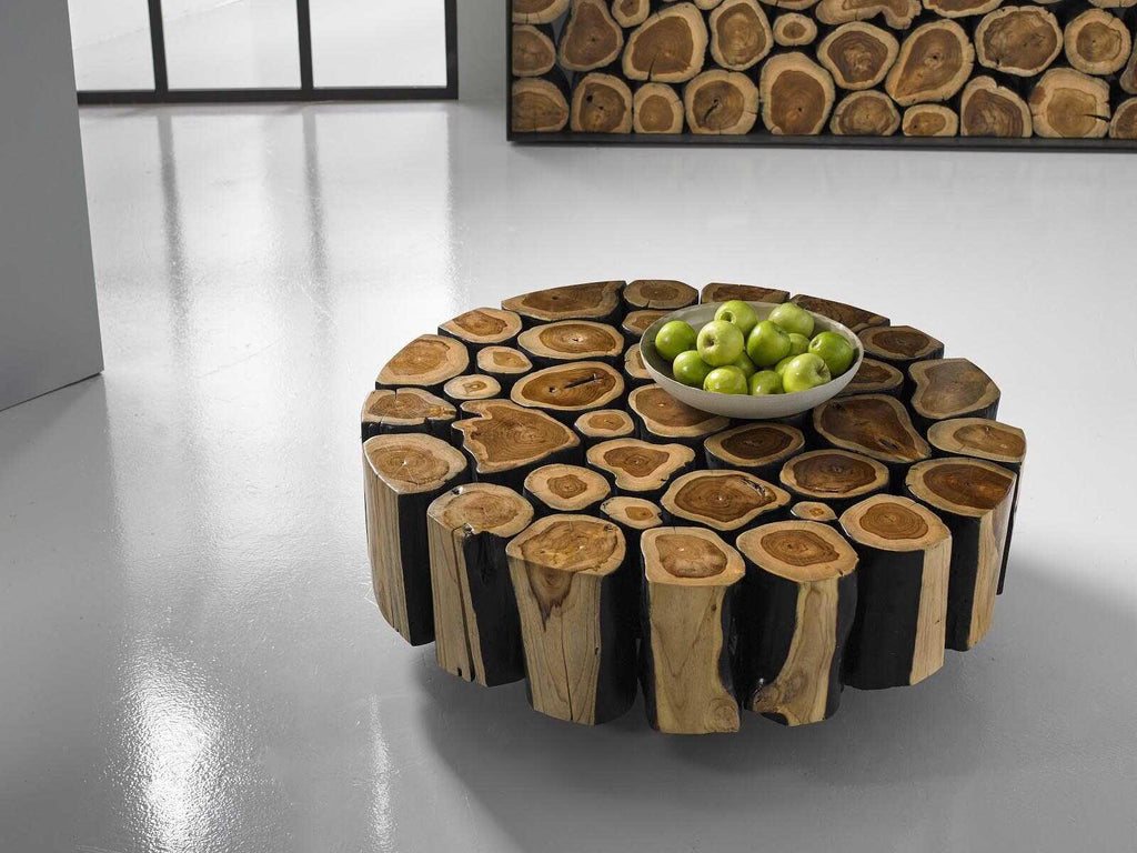 Boscage Round Wood Natural Charred Coffee Table