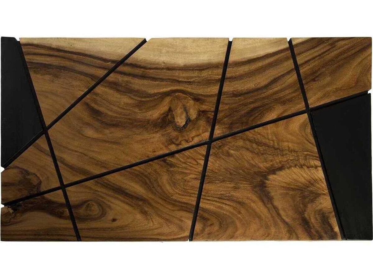 Criss Cross Coffee Table in Natural Chamcha Wood and Black Iron