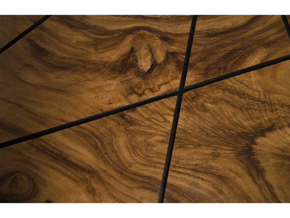 Criss Cross Coffee Table in Natural Chamcha Wood and Black Iron