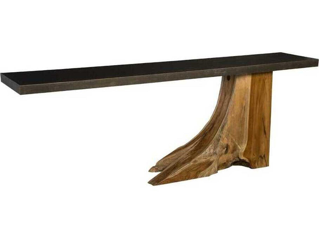 Rectangular Metal Iron Teak Wood Console Table