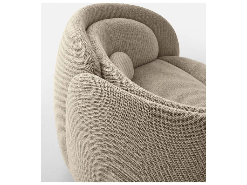 Peonia Accent Armchair with Fixed Black Plinth Base in Beige Zea Fabric
