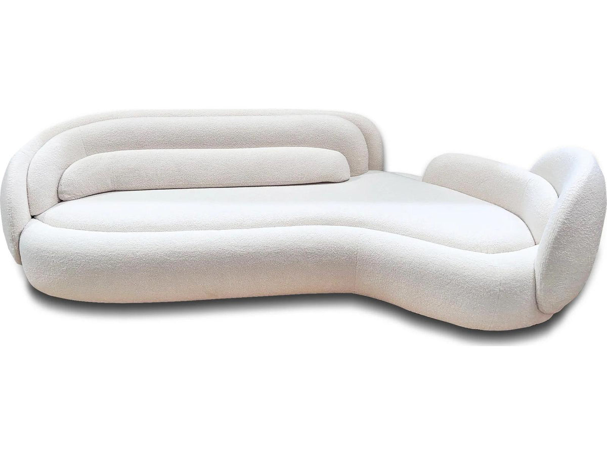 Peonia 117-Inch Fabric Sofa in White Acacia