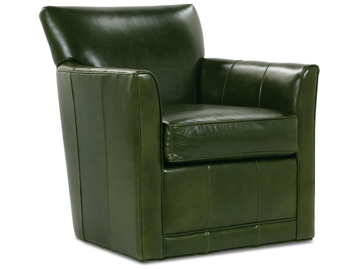 Times Square Swivel Green Leather Accent Chair