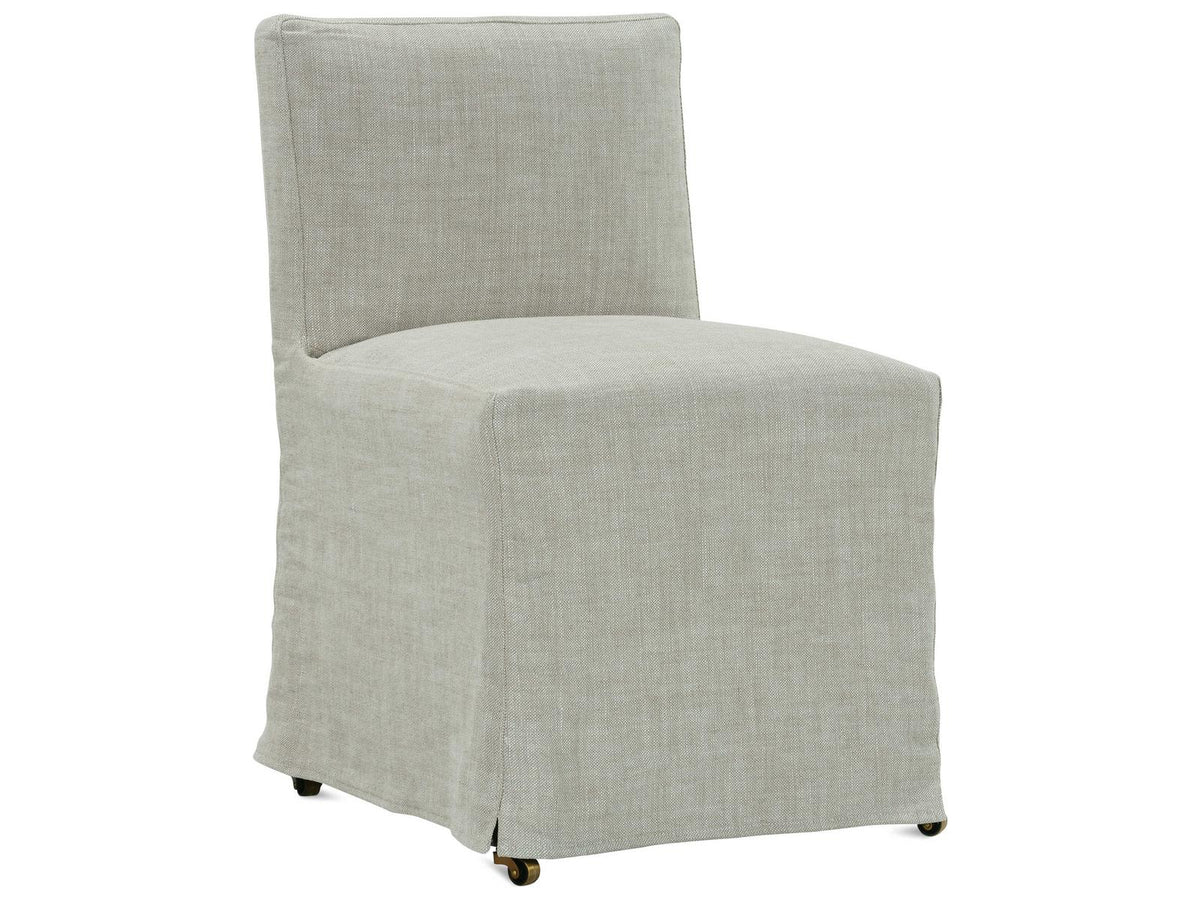 Odessa Beige Upholstered Side Dining Chair with Removable Slipcover and Casters