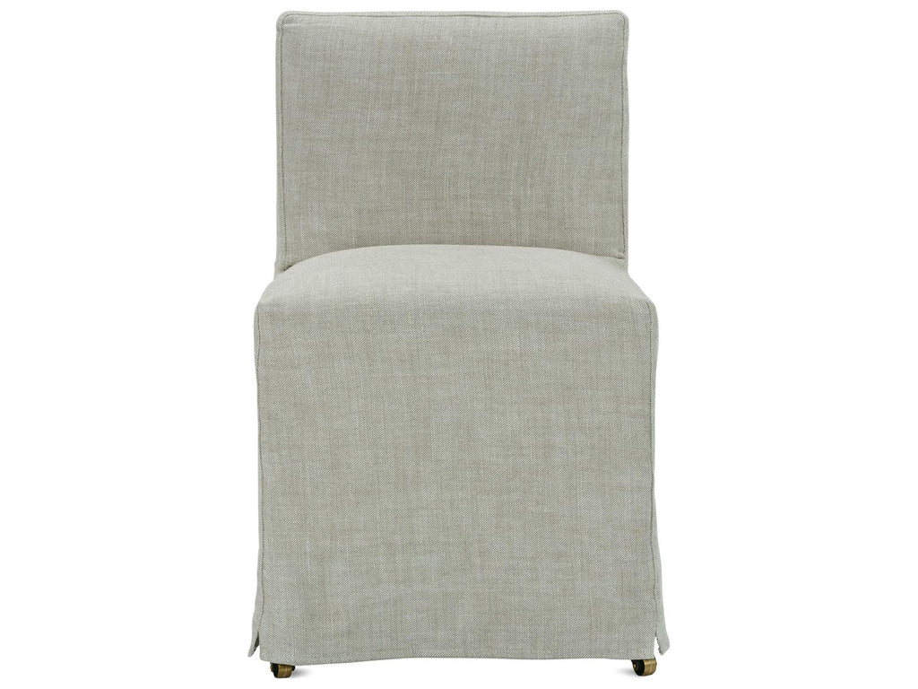 Odessa Beige Upholstered Side Dining Chair with Removable Slipcover and Casters
