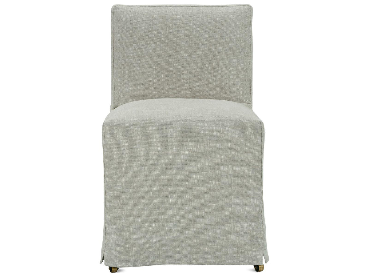 Odessa Beige Upholstered Side Dining Chair with Removable Slipcover and Casters