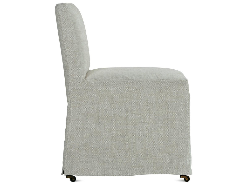 Odessa Beige Upholstered Side Dining Chair with Removable Slipcover and Casters