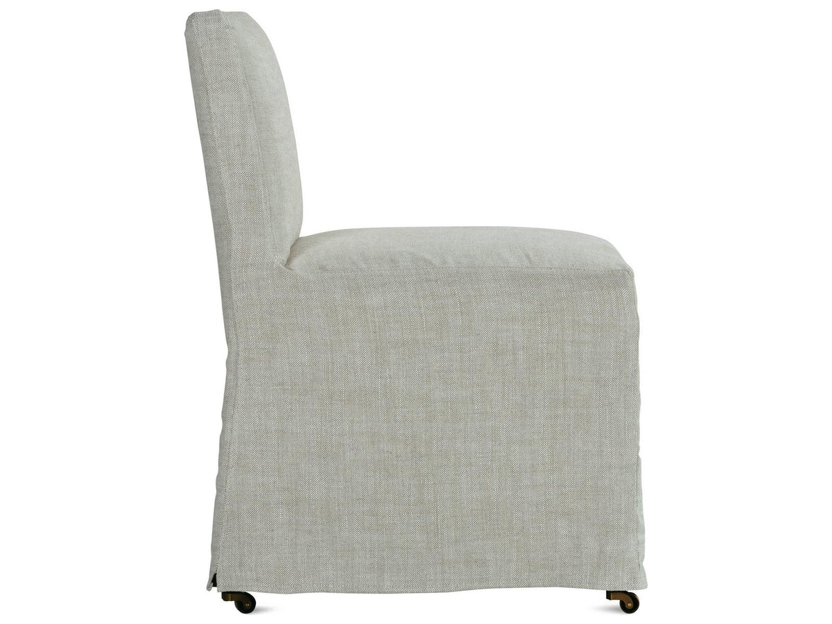 Odessa Beige Upholstered Side Dining Chair with Removable Slipcover and Casters